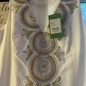 Lilly Pulitzer White Dress with Gold and Silver Accents